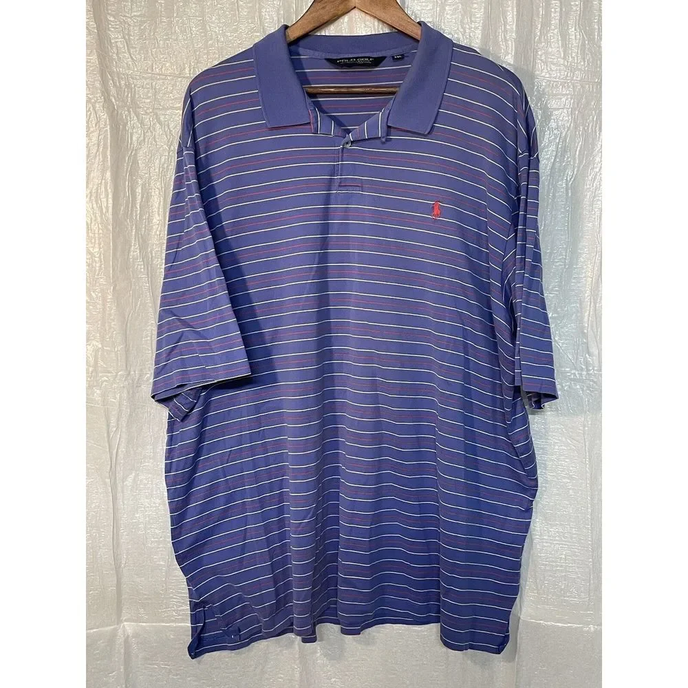 Polo Golf Ralph Lauren Men's‎ Polo Shirt 2XL Purple Striped Shirt Sleeve